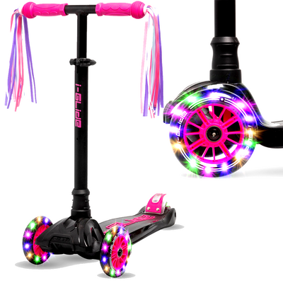 i-Glide 3 Wheel Scooter with Ribbons - Pink Black