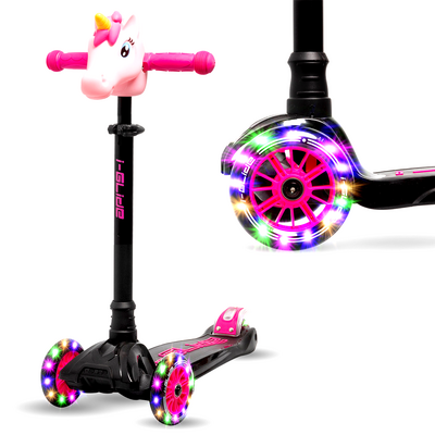 i-Glide 3 Wheel Scooter with Unicorn Head - Pink Black