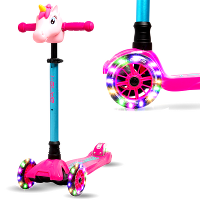 i-Glide 3 Wheel Scooter with Unicorn Head - Pink Aqua